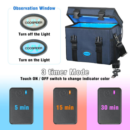 UV Light Sanitizer Box, Portable Foldable Cleaner and Sanitizing Machine with 3-level Timer, UV Cleaner Bag for Toys, Key, Towel, Mask Cleaning Machine USB & Wall Plug-in Charging Blue 12L Ozone-Free
