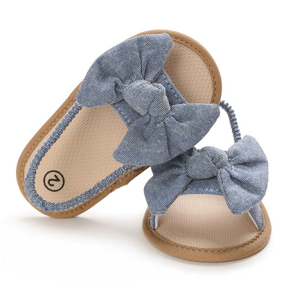 Baby Girls Bow Knot Sandals Flat Non-Slip Patchwork Princess Shoes Infant First Walking Slipper Shoes Beach Sandals