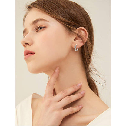 CiNily 14K White Gold Plated Small Hoop Earrings for Women Girls Heart Cubic Zirconia Hypoallergenic Earrings