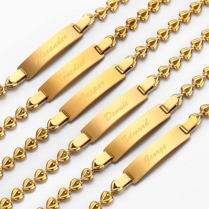 Tina&Co Personalized Baby Name Bracelet Customized 18K Gold Plated for NewBorn to Children Girl Boy Birthday Baby Shower Gift Personalized Gift 2313B (Style 1)