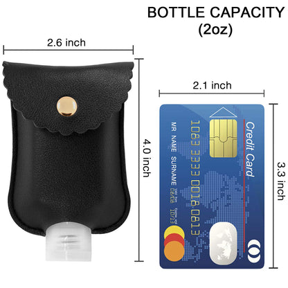 Portable Squeeze Bottle, Empty Leakproof Plastic Travel Bottle with Leather Keychain Holder for Hand Sanitizer, Essential Oil, Refillable Bottle Clips to Diaper Bag, Travel Bag(2oz 2 pack-Pink)