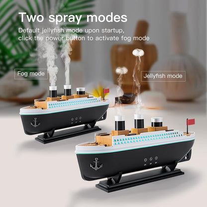Titanic Humidifier 250ml, Jellyfish Diffuser Cool Mist Ultrasonic Aroma Aromatherapy Diffuser with Remote Control 7 Light 2 Mist Mode Auto Shut-Off for Bedroom Office Hotel(Black)