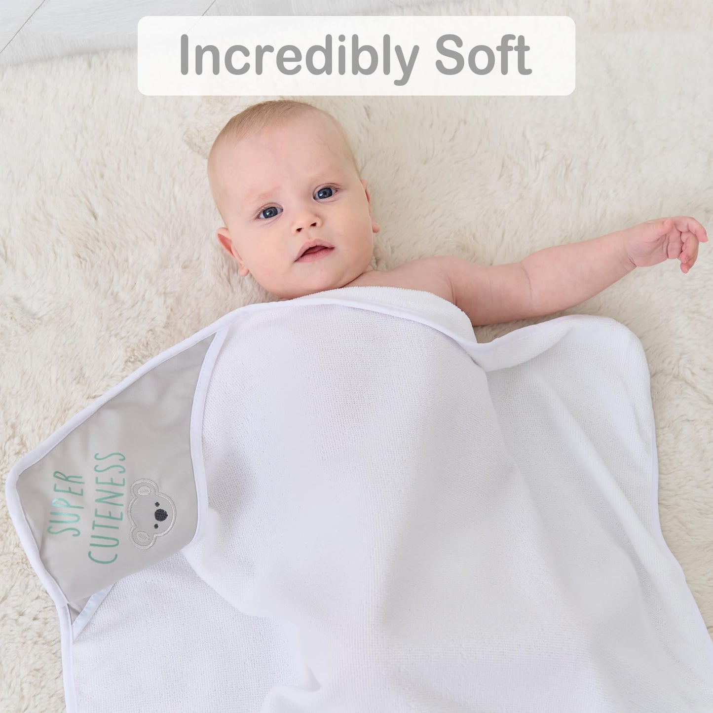 Viviland Baby Towels and Baby Wash Cloths Set Hooded Baby Towels Baby Wipes Absorbent Bath Face Towels Burp Cloths or Face Towels for Girl Boy 6-Pack Size 28 x 28 Inch(Elephant Flower)