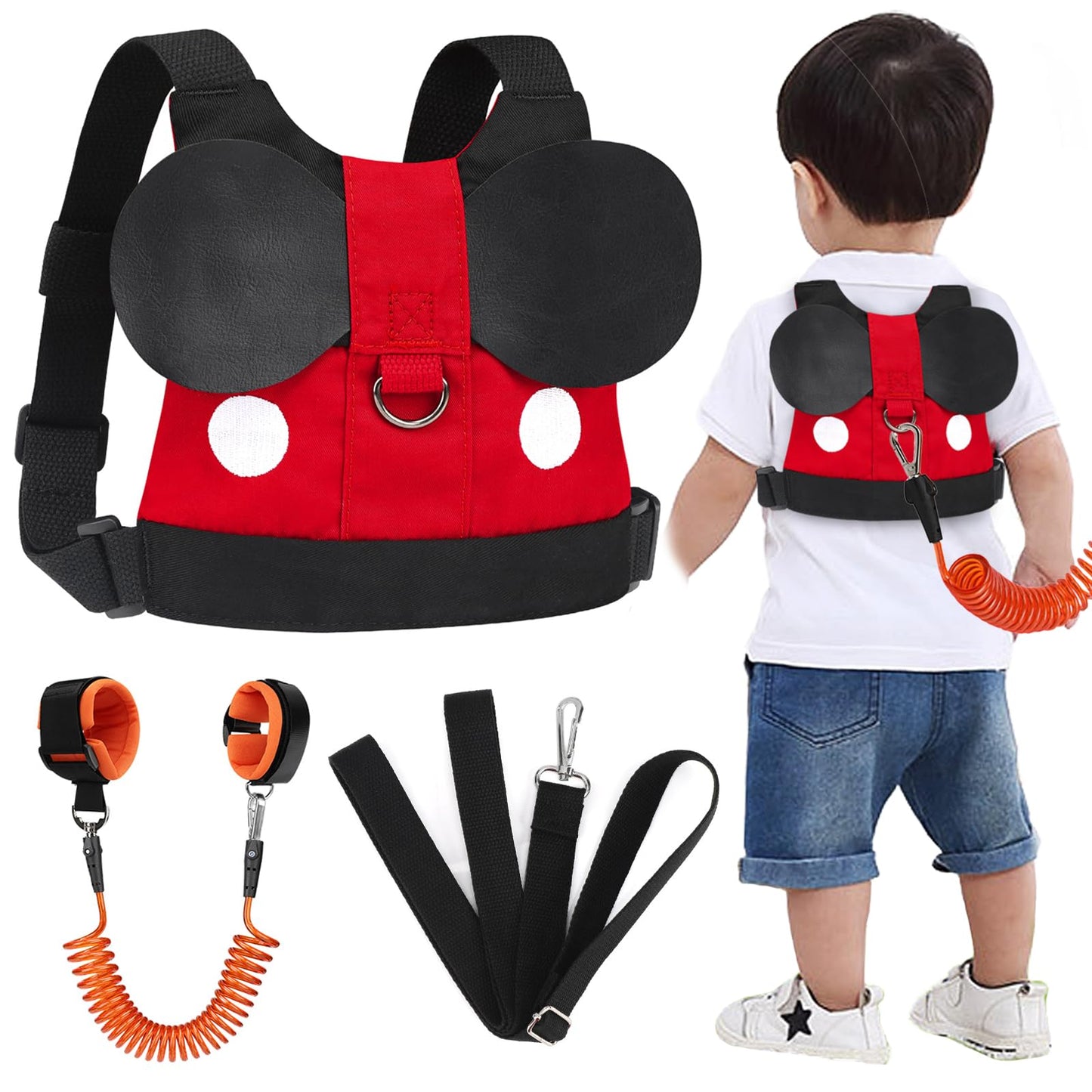Accmor Toddler Leash Harness, Child Harness Baby Leash + Anti-Lost Wrist Link, Cute Kids Harness with Walking Strap Tether Belt for 1-5 Years Boys and Girls to Zoo or Mall