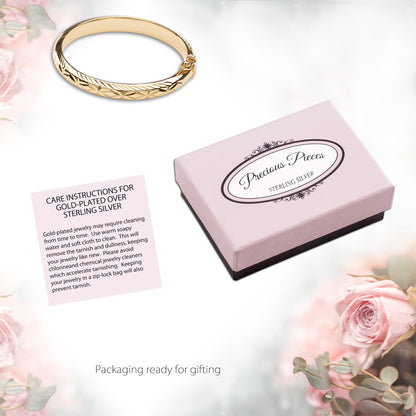 Personalized 14K Gold-Plated Baby Bangle Bracelet Gift for Infant, Toddler, Kids, Teens or Women Bracelet, Custom Jewelry with Engraved Name