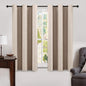MIULEE 100% Blackout Linen Textured Curtains for Bedroom Solid Thermal Insulated Natural Beige Grommet Room Darkening Curtains & Drapes Luxury Decor for Living Room Nursery 52 x 84 Inch (2 Panels)
