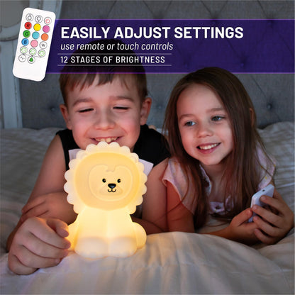 Lumipets Remote Control Silicone Night Light for Kids - Pig Design with 9 Soft Colors & Sleep Timer - Rechargeable, Battery-Operated Lamp for Bedroom | Baby Nursery, Toddler, Girls, Boys