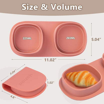 Silicone Foldable Novelty Dinner Plates,Baby Plates Travel Essential with Forks and Spoons,Microwave & Dishwasher SafeWatermelon