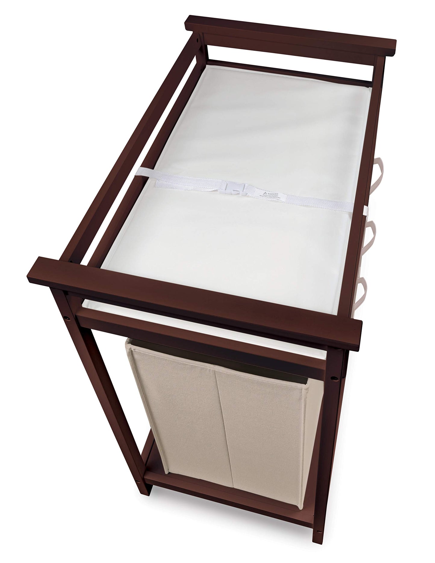 Badger Basket Modern Baby Changing Table - Portable Diaper Station with 3 Drawers Pad & Hamper - Storage Organizer for Baby Clothes, Diapers & Toys - Fresh White/White (34.25 x 20.75 x 34.5)