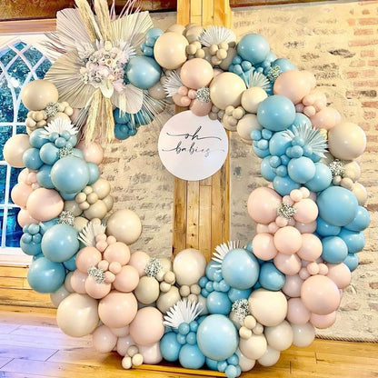 Dusty Pink Balloon Arch Kit Double Stuffed Blush Rose Nude Brown Balloon Garland 112pcs Matte Pastel Neutral Balloons for Boho Bridal Shower Baby Shower Birthday Theme Party Decoration