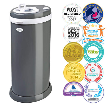 Ubbi Steel Diaper Pail, Odor Locking, No Special Bag Required, Award-Winning, Registry Must-Have, White