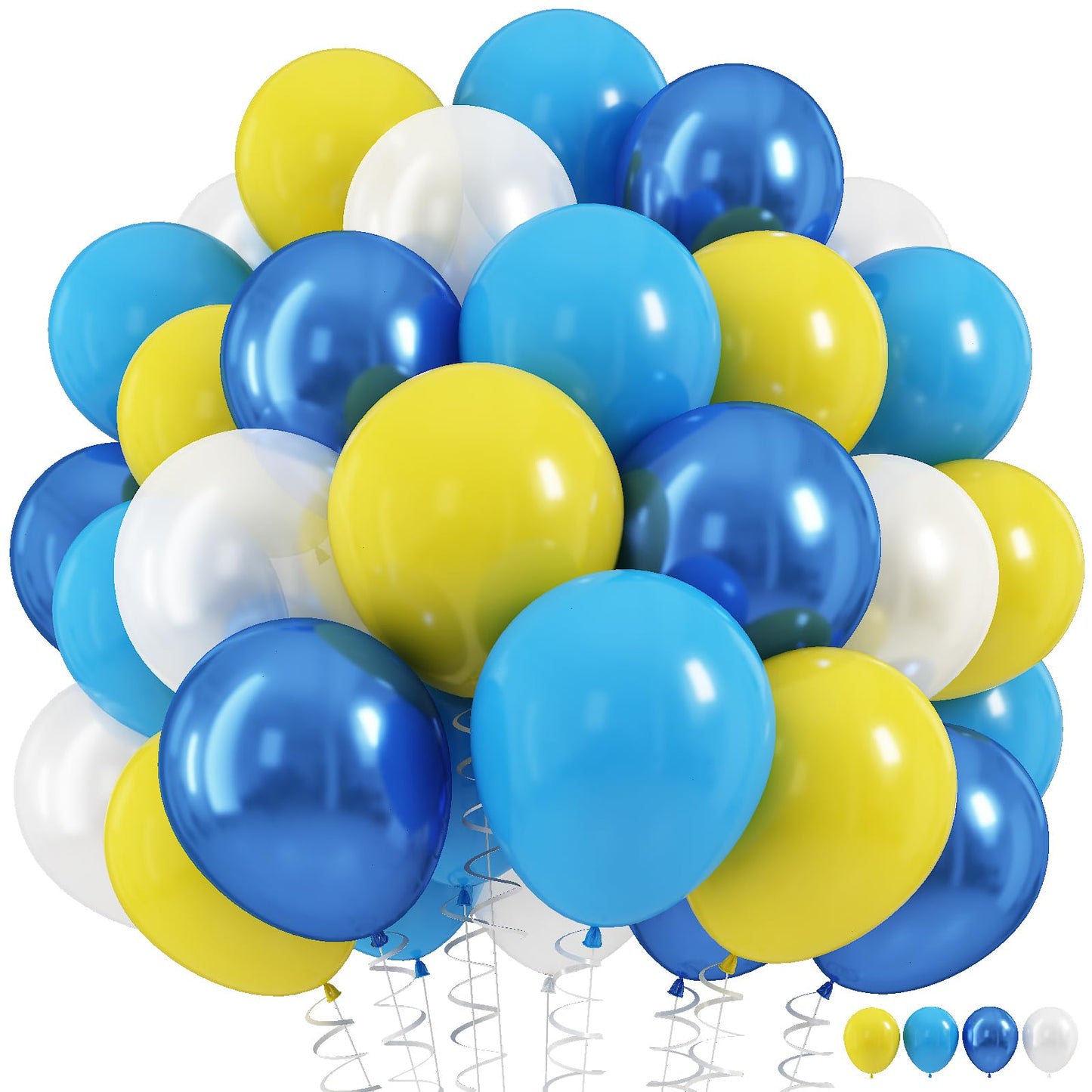 Dusty Blue Balloon Set, 60Pcs 12 Inch Slate Baby Blue White Sand Latex Balloon with Metallic Confetti Champagne Gold Helium Balloons for Birthday Party Baby Bridal Shower Boho Decortaions Supplies