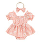 Baby Girls Daisy Romper Bowknot Bodysuit+Headband Short Sleeve Playsuits Floral Jumpsuit Infant Summer Clothes