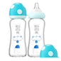 YOHKOH Natural Glass Baby Bottle with Natural Response Nipple, Newborn Anti-Colic Baby Bottles, Wide Neck Mushroom Cap Baby Bottle, Clear (8.8ounce (Pack of 4), Multicolour1)