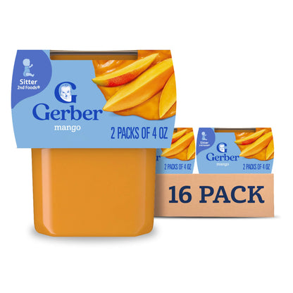 Gerber 2nd Food Baby Food Peach Puree, Natural & Non-GMO, 4 Ounce Tubs, 2-Pack (Pack of 8)