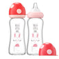 YOHKOH Natural Glass Baby Bottle with Natural Response Nipple, Newborn Anti-Colic Baby Bottles, Wide Neck Mushroom Cap Baby Bottle, Clear (8.8ounce (Pack of 4), Multicolour1)
