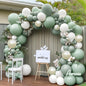 Blue Green Brown Balloon Garland Double Stuffed Dusty Blue Sage Green Balloons Olive White Sand Latex Balloon Arch Kit for Bear Baby Shower Birthday Woodland Wild One Party Decorations