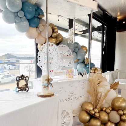 Dusty Blue Balloon Garland Kit - 137pcs Balloon Arch kit with Dusty Baby Blue, Sand White, White Balloons - Perfect for Baby Shower Wedding Boy Birthday Decoration