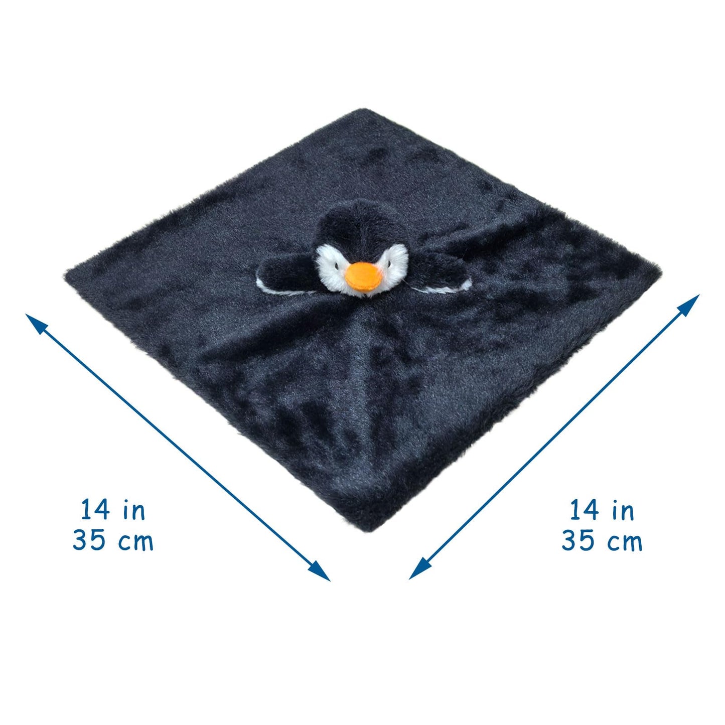 Baby Gray Penguin Soft Stuffed Animal Security Blanket, Plush Penguin Character Lovey Blanket, Baby Shower/Nursery Gift, Newborn Infant Toddler Snuggle Blankie for Girls Boys, 14 Inches