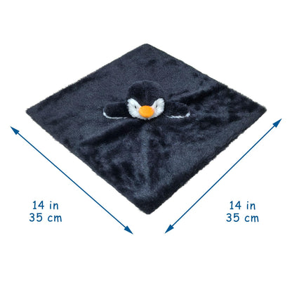 Baby Gray Penguin Soft Stuffed Animal Security Blanket, Plush Penguin Character Lovey Blanket, Baby Shower/Nursery Gift, Newborn Infant Toddler Snuggle Blankie for Girls Boys, 14 Inches