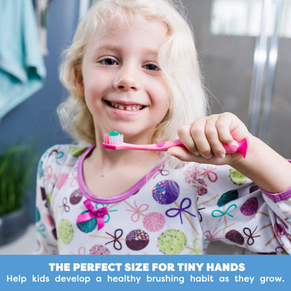 Kids' Soft Toddler Toothbrush, Gentle Bristles for Home, School, Camp, Sleepovers - Folding Handles for Tiny Hands (3 Pack)