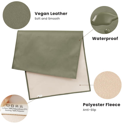Konssy Faux Leather Baby Changing Mat 2 Pack, Waterproof, Wipeable & Portable Diaper Changing Pad for Travel or Home, Foldable Mat Fits Perfectly in Diaper Bag, 30 x 17 inches (Brown,Beige)
