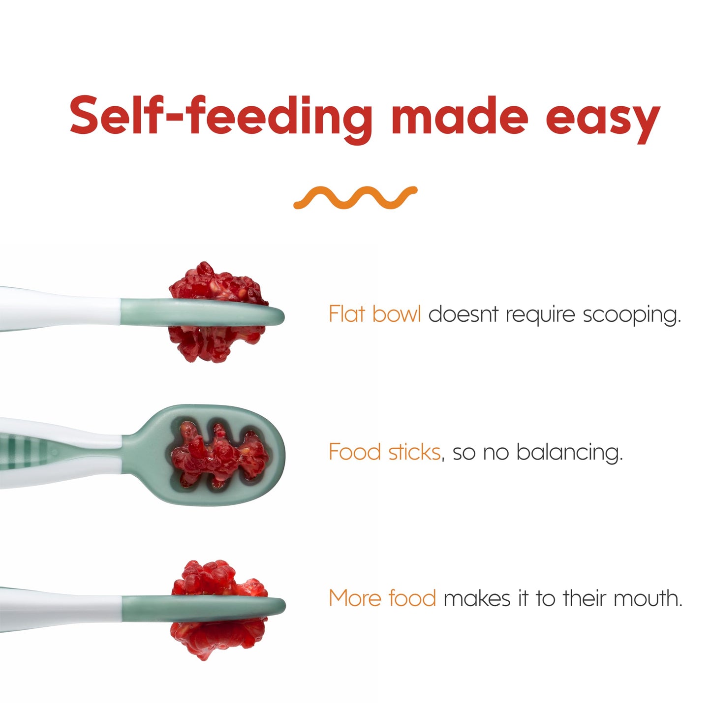 NumNum Baby Spoons Set, Baby Essentials Pre-Spoon GOOtensils for 6+ Months, First Stage Self-Feeding Spoons for Baby Led Weaning (BLW), Silicone Toddler Utensils, BPA-Free, 2 Pack Frosty Lilac/Rosebud