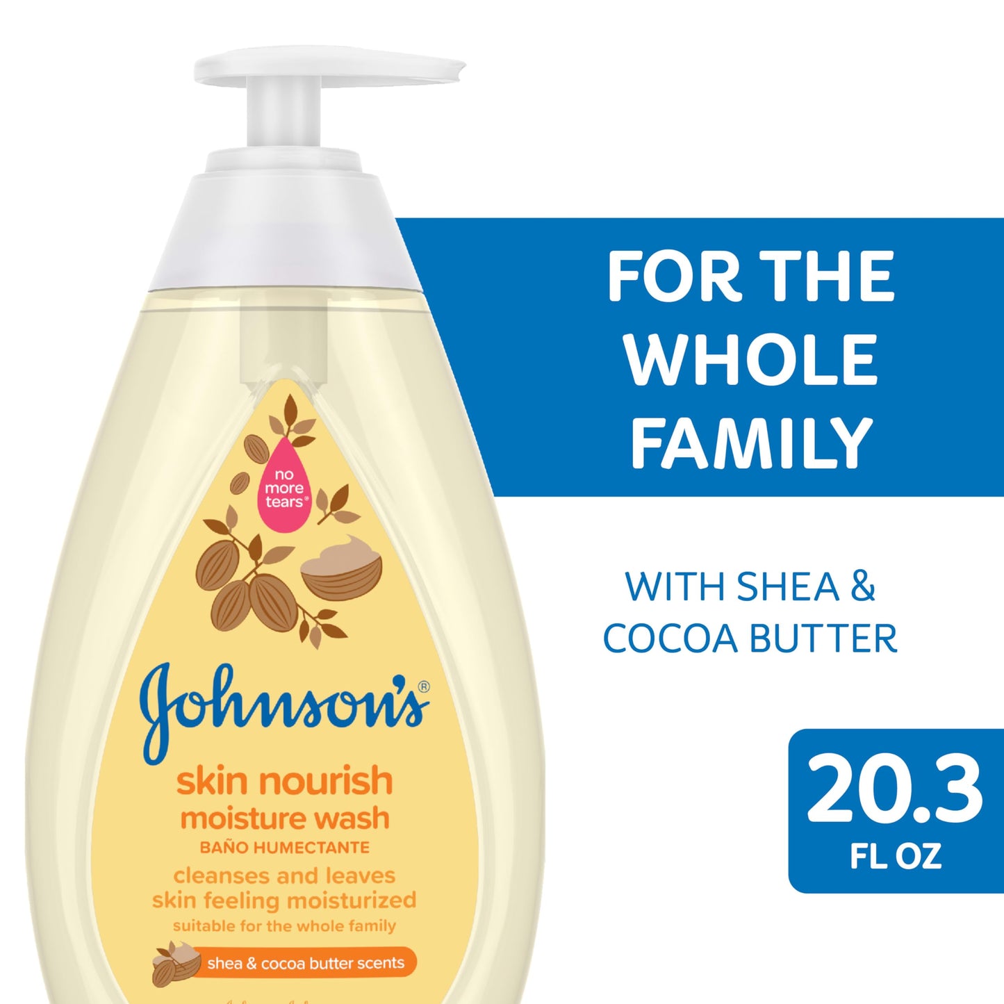 Johnson's Skin Nourishing Moisture Baby Body Wash With Vanilla & Oat Scents, Hypoallergenic & Tear Free Baby Bath Wash, Paraben-, Dye-, Sulfate & Phthalate-Free, 20.3 fl. oz