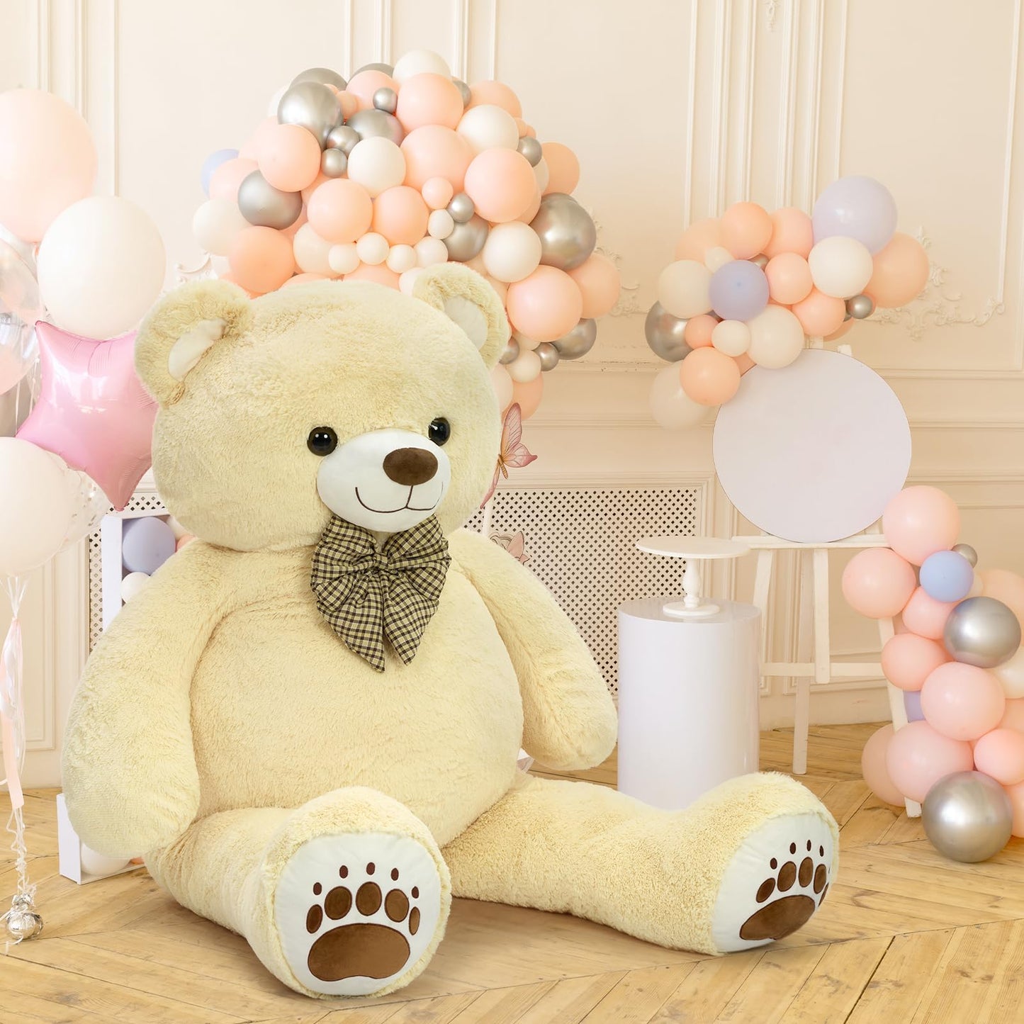 6ft Giant Teddy Bear Stuffed Animal, 72" Life Size Pink Teddy Bear Plush Toy, Cuddly Stuffed Bear Gift for Girlfriend, Wife, Kids at Birthday Valentine's Day, Christmas, Baby Shower Decor