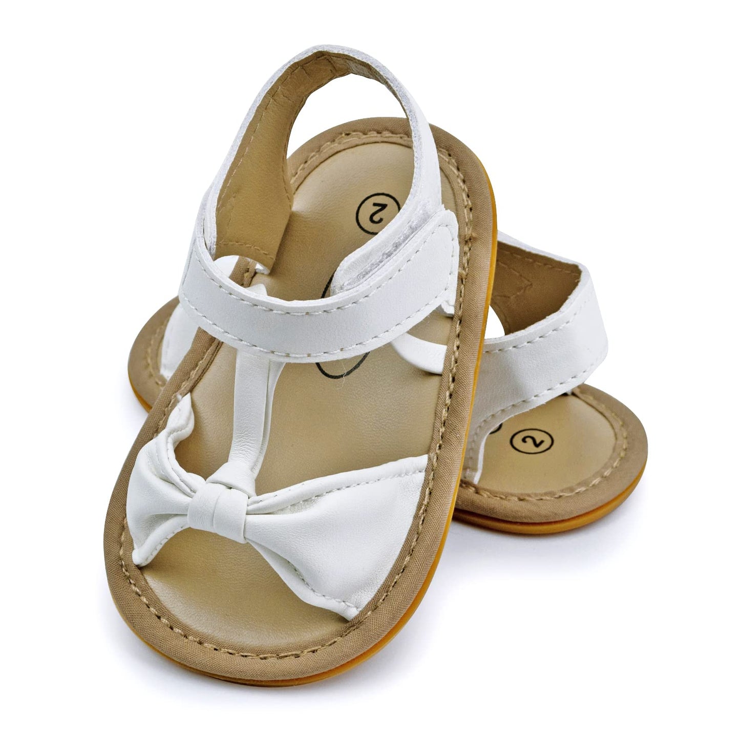 GAISUMMI Baby Girls Sandals Summer Bowknot Infant Crib Shoes Toddler Pu Leather Soft Rubber Sole First Walkers