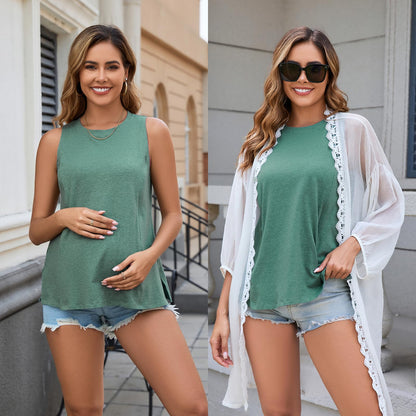 Ecavus Women's 3-Pack Nursing Tank Tops Hidden Zippers Sleeveless Breastfeeding Shirts Loose Fit Maternity Tops