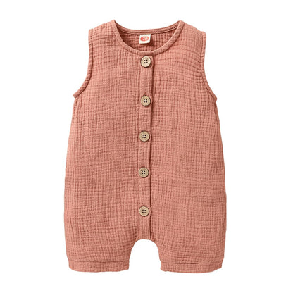 Infant Newborn Baby Boys Girls Cotton Linen Romper Summer Jumpsuit Sleeveless Overalls Clothing Set