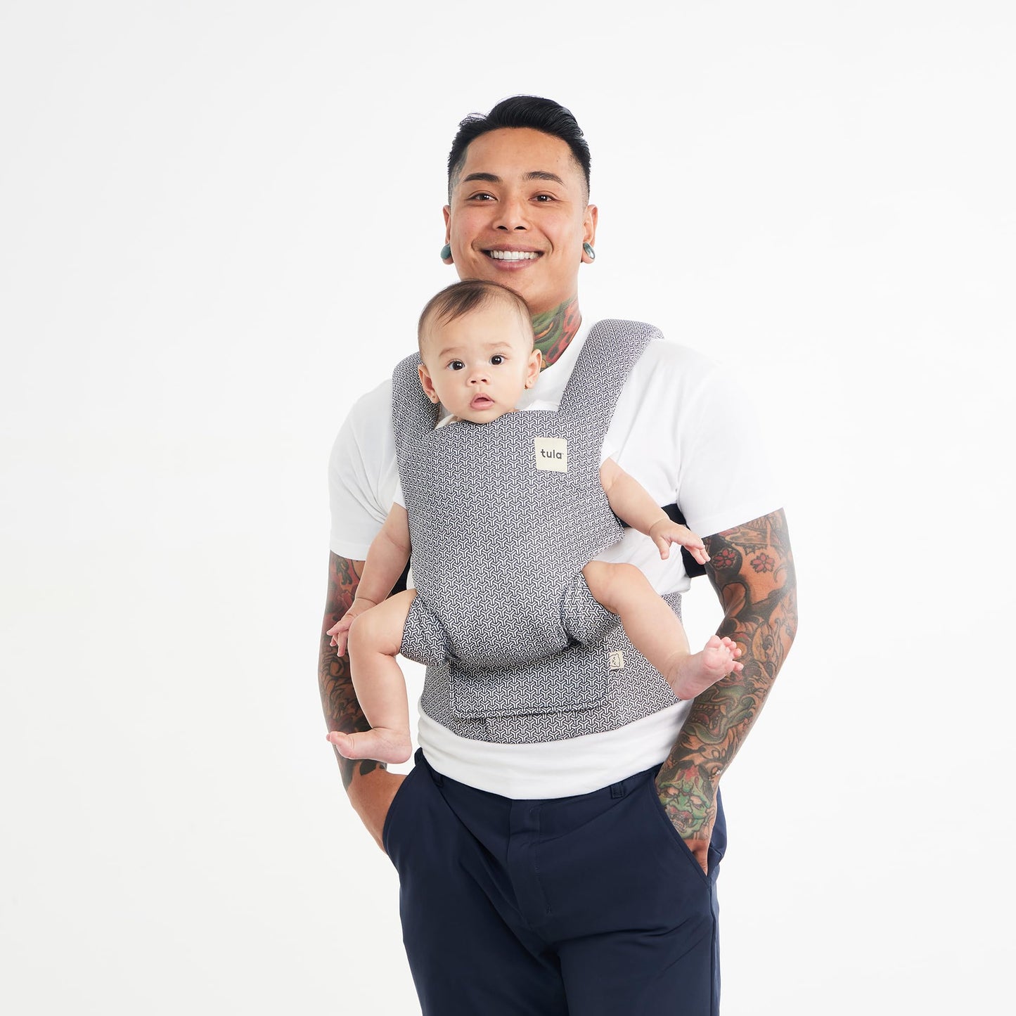 Baby Tula Explore Linen Baby Carrier 7 – 45 lb, Adjustable Newborn to Toddler Carrier, Multiple Ergonomic Positions Front and Back, Breathable and [Natural – Explore + Linen, Ash