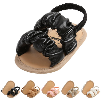 CoKate Baby Girls Sandals Ruffle Bowknot Premium Soft Sole Anti-Slip Open Toe Breathable Summer Outdoor First Walker Shoes Baby Sandals 0-3 months girls