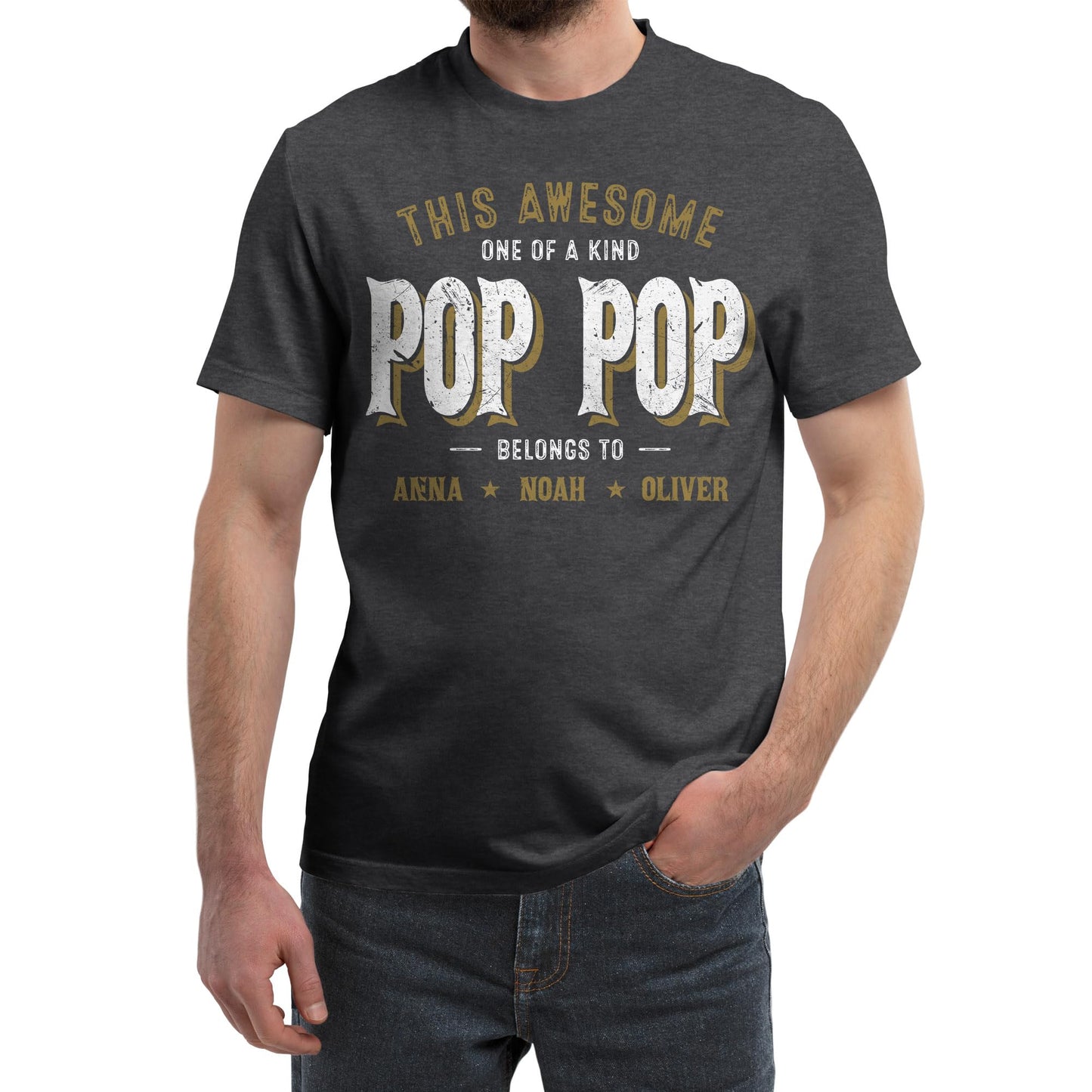 FLOCHIL Personalized Dad Shirt for Men, Custom Dad Shirt with Kids Names, Customized Fathers Day T Shirt, Gifts for Dad