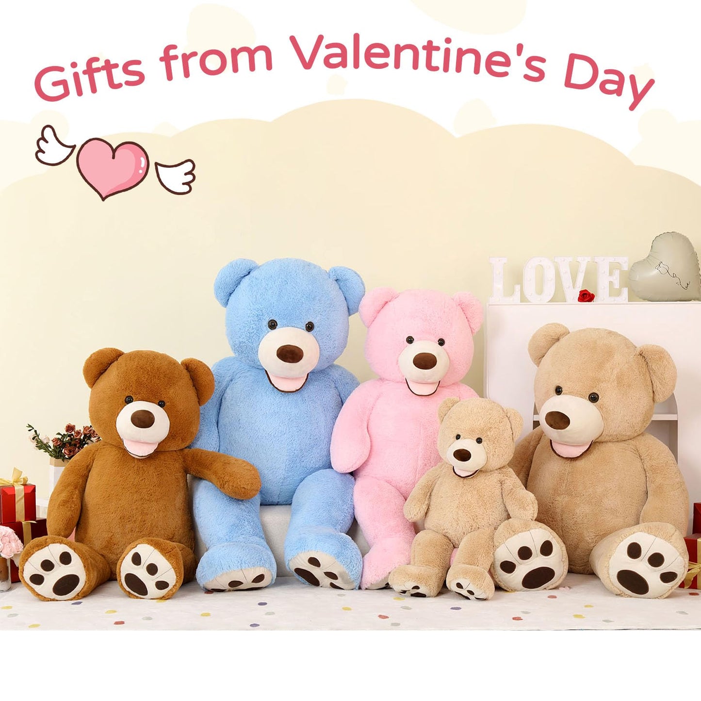 MaoGoLan Giant Teddy Bear Stuffed Animal, 10 Feet Tall, Jumbo Size Plush, Charming and Fluffy for Decorations, Celebrations, Valentine's Day