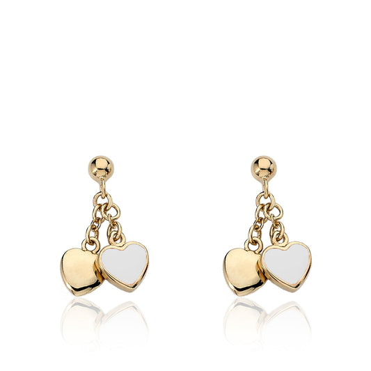 Kids Earring - 14k Gold-Plated Double Dangle Earring - Surgical Steel Post For Sensitive Ears