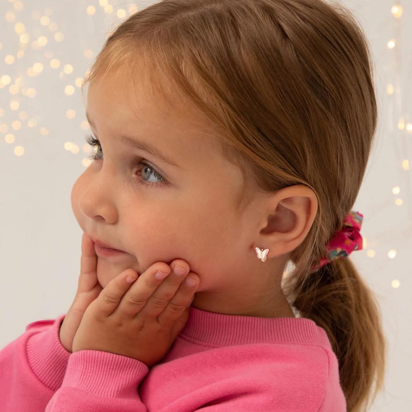 Butterfly Earrings for Women Hypoallergenic CZ 14K Gold Plated Butterflies Huggie Hoop Earring Small Tiny Hoops