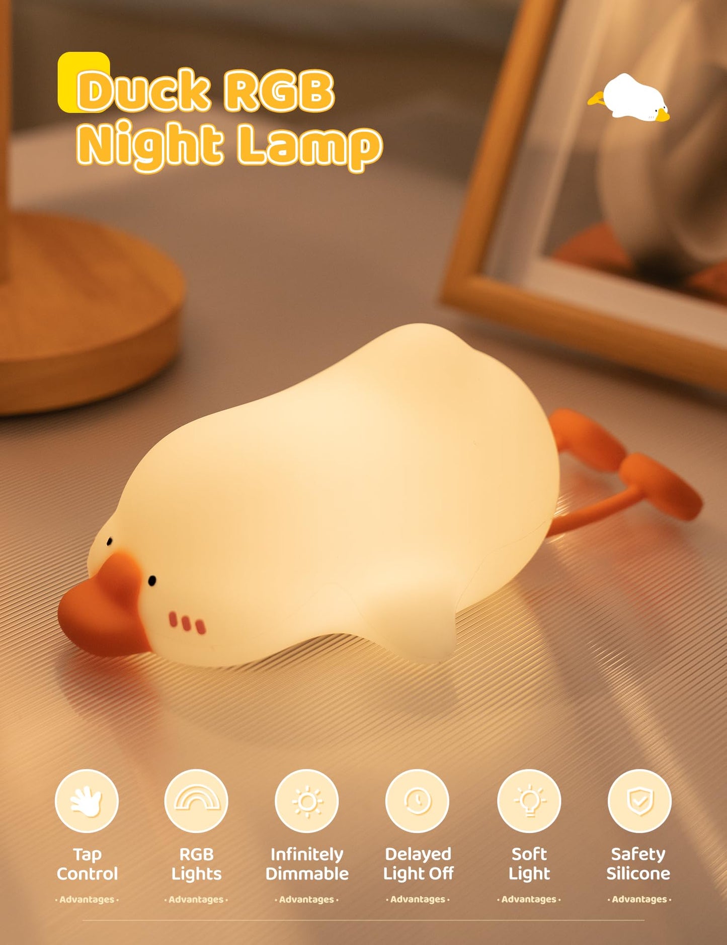 Nursery Night Light, RGB Bunny with 7 Colors & 3 Dim Levels, Rechargeable Silicone, Room Decor & Kids Gift
