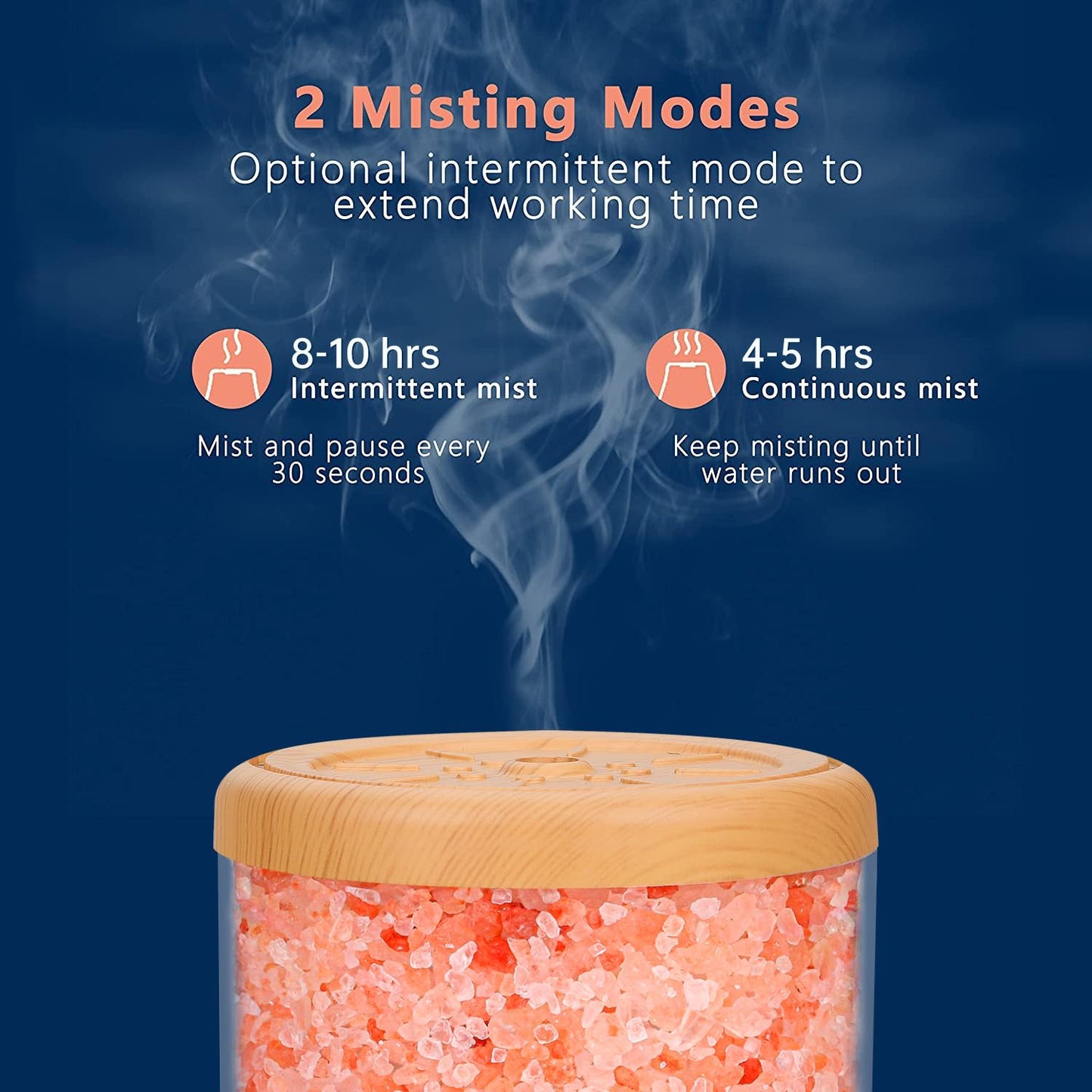 Essential Oil Diffuser Aromatherapy Diffuser - Himalayan Pink Salt Crystal Diffusers for Essential Oils with 7 Color Lights 2 Mist Mode, Reduce Noise Design for Baby Room, Yellow