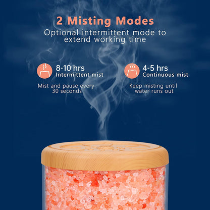 Essential Oil Diffuser Aromatherapy Diffuser - Himalayan Pink Salt Crystal Diffusers for Essential Oils with 7 Color Lights 2 Mist Mode, Reduce Noise Design for Baby Room, Yellow