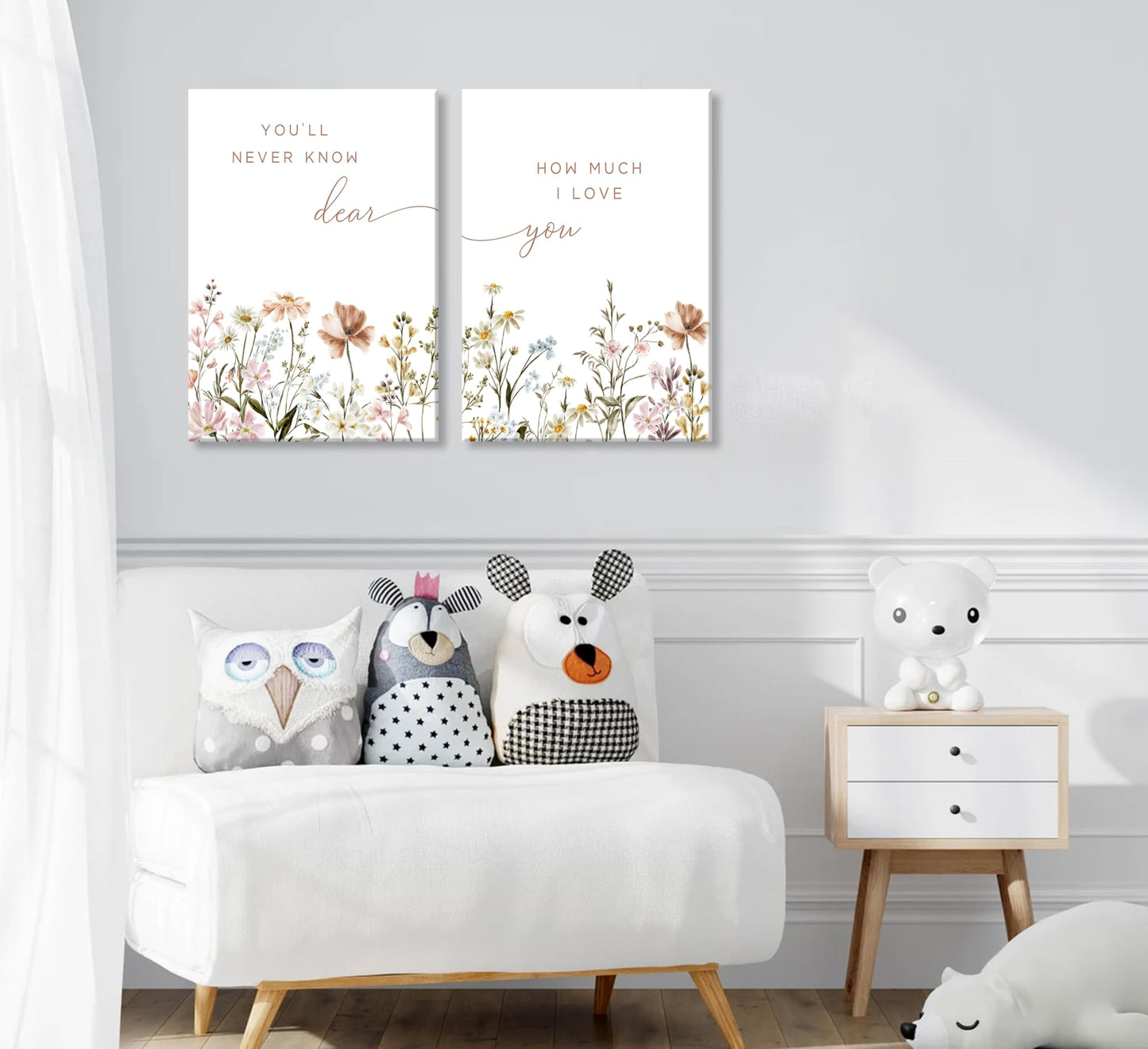 libitea 2 Pcs Wildflower Nursery Wall Art Flower Botanical Sentence Poster Painting Picture Wall Decor Boho Girl Nurseries PrintArtwork for Nursery Baby Room Living Room Bedroom Home Decoration