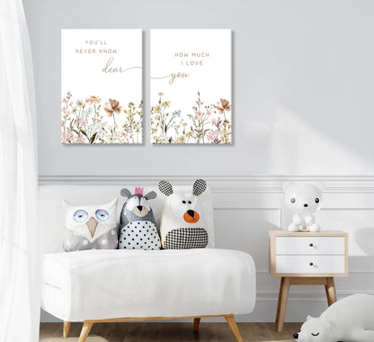libitea 2 Pcs Wildflower Nursery Wall Art Flower Botanical Sentence Poster Painting Picture Wall Decor Boho Girl Nurseries PrintArtwork for Nursery Baby Room Living Room Bedroom Home Decoration
