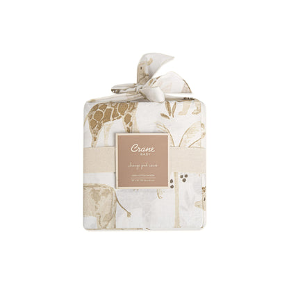 Crane Baby Quilted Changing Pad Cover with Animal Print, Breathable Cotton Sateen, Fits Standard 16”X32” Pads, Ocean Whale Blue