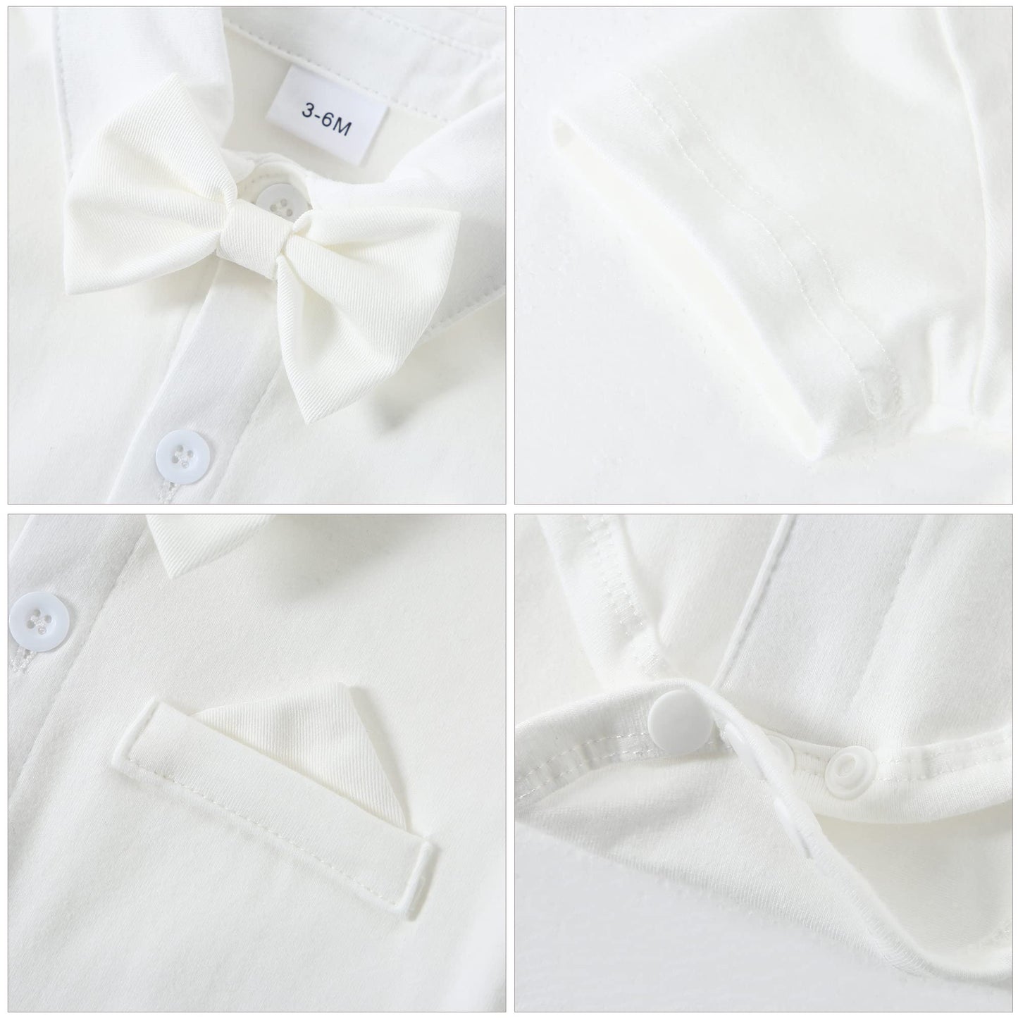 YUEMION Infant Baby Boy Clothes Gentleman Outfits Suits Summer Short Sleeve Bowtie Bodysuit Shirts + Suspender Shorts(0-24M)