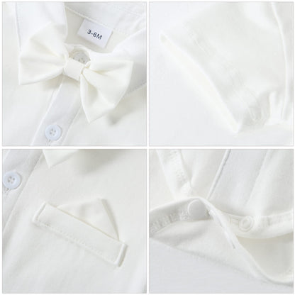 YUEMION Infant Baby Boy Clothes Gentleman Outfits Suits Summer Short Sleeve Bowtie Bodysuit Shirts + Suspender Shorts(0-24M)