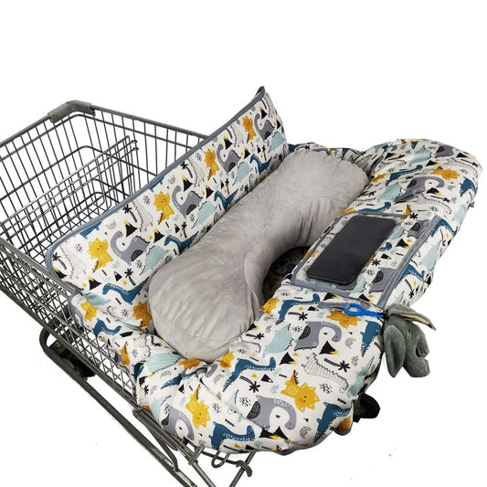 Shopping Cart Cover for Baby/Toddler 2-in-1 High Chair Cover, Easy Attach & Remove, with Cellphone Holder, Pink Strip Star
