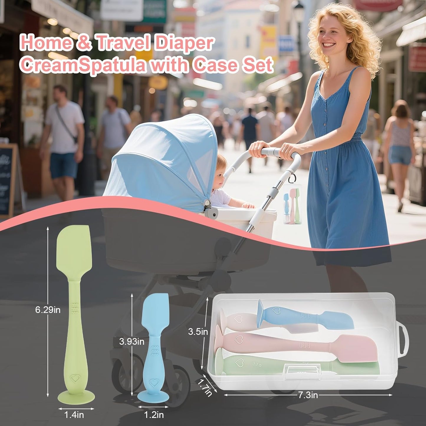 4-Pack Diaper Cream Spatula with Travel Box, Soft Baby Butt Spatula – Silicone Butt Paste Spatula, Convenient Diaper Spatula & Skin-Friendly Baby Butt Spatula