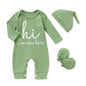 GRNSHTS Newborn Baby Boy Romper Coming Home Outfits Letter Print Bodysuit Jumpsuit+Hat+Gloves 3PCS Clothes Set