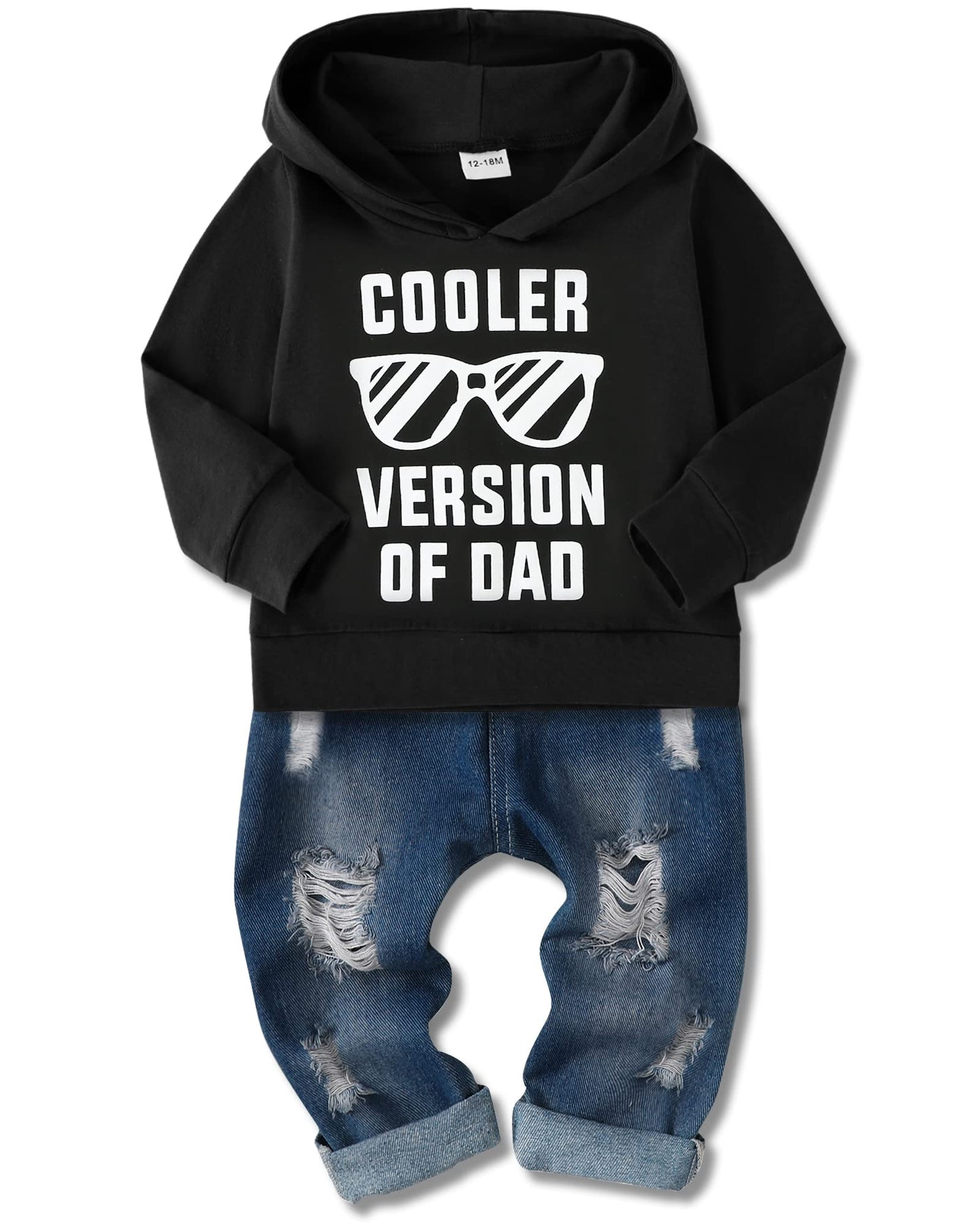 WESIDOM Baby Boy Clothes, Long Sleeve Printing Hoodie With Jeans Pants Outfits Set